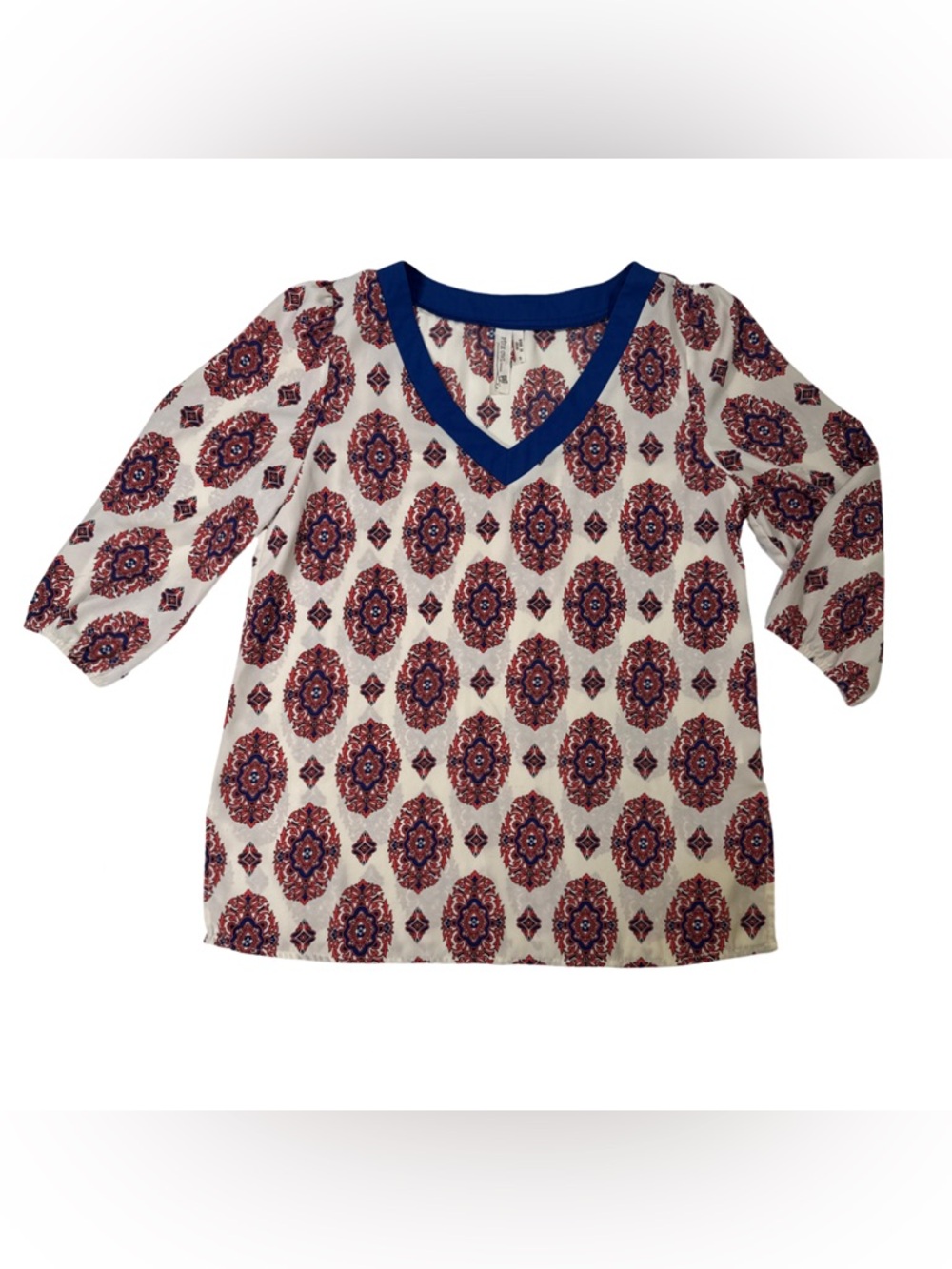 Pink Owl | V-Neck Medallion Blouse Size S